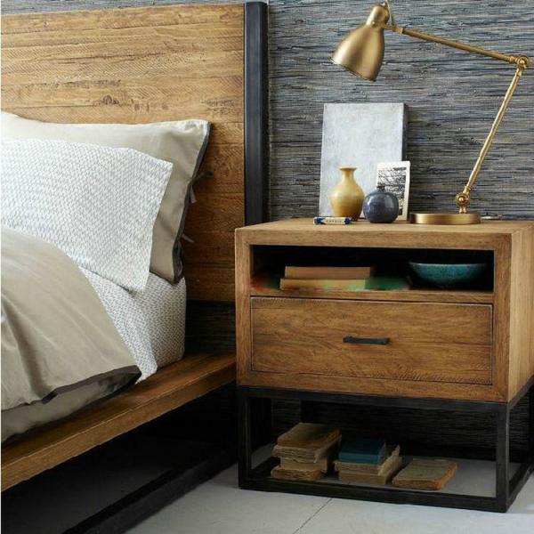 Quality Solid Wood Hotel Bedside Table Nightstand With Drawer And Shelf for sale