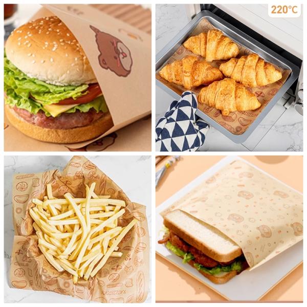 30gsm 35gsm Brown Grease Resistant Sandwich Paper For Food Wrapping 18x18"