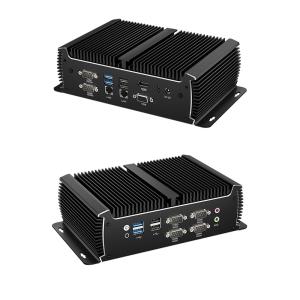 Buy cheap Black Fanless Industrial PC Mini Computer Intel Core Dual LAN Dual Display Asynchronous Output 1135G7U from wholesalers