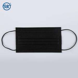 Buy cheap All black disposable face mask with 3 layers hood with elastic ear hook 3 layer face mask from wholesalers
