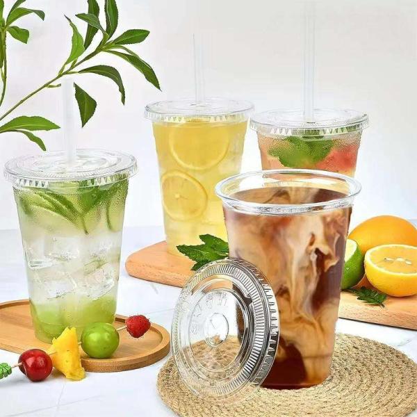 Buy cheap Disposable Plastic PET Cups with Lids Smoothie Milk Shake Cups Clear Disposable PET Plastic Cup for Boba Milk Tea from wholesalers