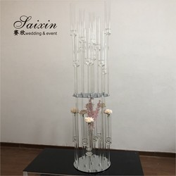Buy cheap Antique Double 20 Holder Metal And Crystal Candelabra Glass Tube Tall Candlestick from wholesalers