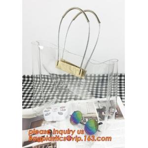 customized printing soft clear pvc packaging bag with handle for wine, vinyl pvc