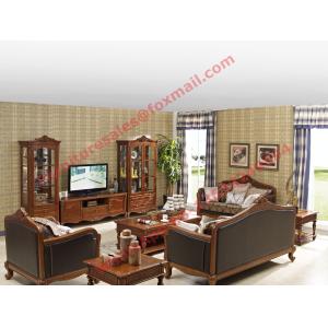 Buy cheap European Country Style Classic Solid Wooden Sofa Made by Italy Leather and Fabric Sofa Set from wholesalers
