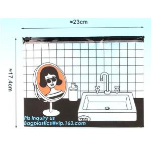 Buy cheap bag with slider for cosmetic, Ecofriendly Non-toxic eco-friendly heat seal clear pink PVC slider zip bags, slider zipper from wholesalers