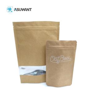 Resealable Brown Paper Kraft Bags Heat Seal Customized Size For Tea / Coffee