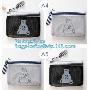 Mesh PVC Document File Bags With Zipper Closure A4 A5 A6 Size File Packing Bags,