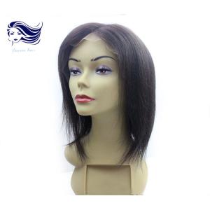Buy cheap Human Hair Short Front Lace Wigs Black Straight Wigs With Bangs from wholesalers