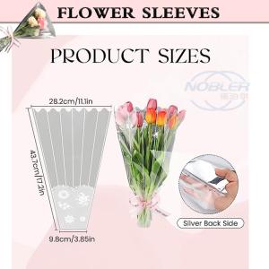 Buy cheap Disposable Cellophane Flower Bouquet Sleeves Plastic Wrapping Bags With Lace product