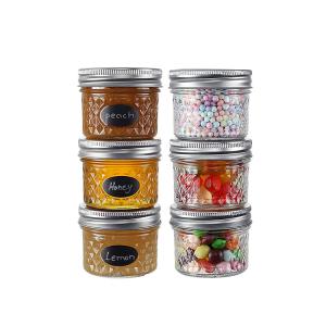 4Oz Crystal Mason Caviar Glass Storage Jars With Airtight Lids