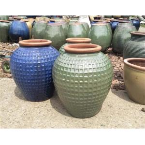 Buy cheap Flower Blue Glazed 62cmx78cm Rustic Outdoor Plant Pots from wholesalers