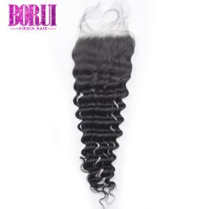 Buy cheap Deep Wave 4x4 Lace Closure Free Part With Baby Hair In Transparent Brazlian product