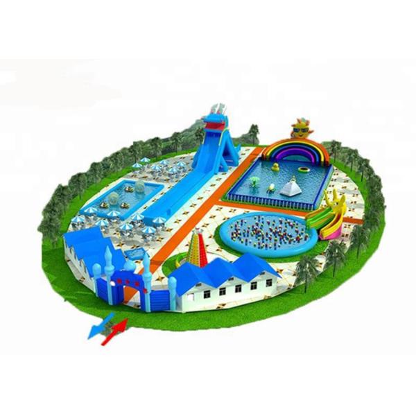 Quality Big Inflatable Water Park For Adults / Blow Up Water Slide With Pool for sale