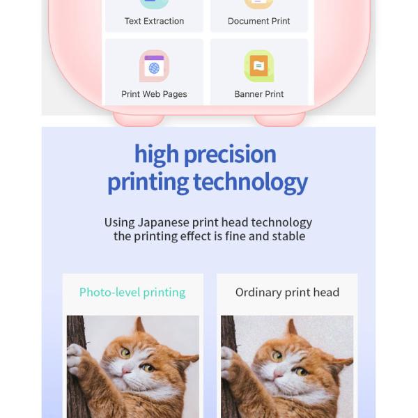 Wireless Pocket Thermal Mini Inkless Printer Adhesive Sticker For IPhone Android