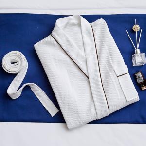 Buy cheap White Hotel Spa Robes 100% Cotton Waffle Bathrobe Hotel Yarn Dyed Oem Service from wholesalers
