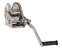 Quality Stainless Steel / Yellow Powder Spur Gear Drum Winches Noiseless Hand Winch With Brake Manual - Capacity: 1200 Lbs for sale