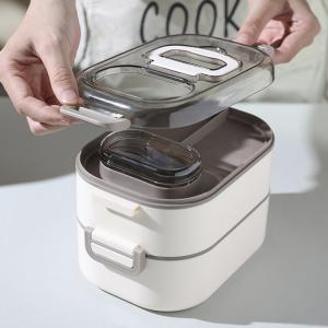 Buy cheap Food-Grade PP Plastic And Stainless Steel Bento Box Stackable Leak-Proof Double Layer from wholesalers