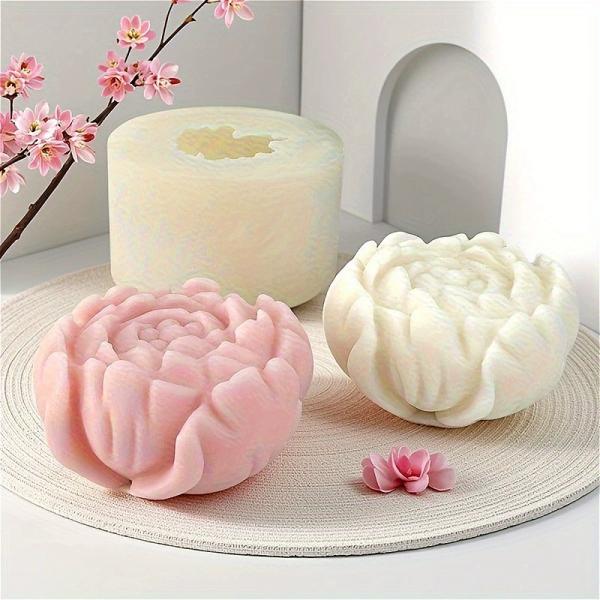 2-Pack Peony Silicone Molds for Candles Soap Resin Christmas White