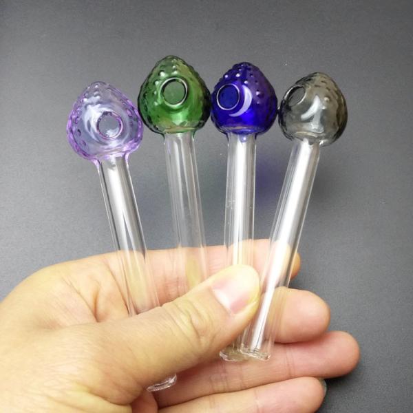 Strawberry Glass Smoking Pipe Multicolored 2mm Thickness Compact Type