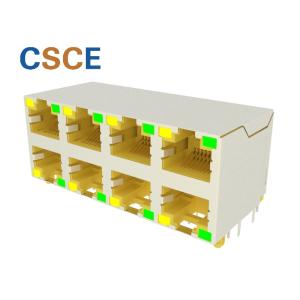 Buy cheap Phosphor Bronze 2 * 4 Port Stacked RJ45 Connectors Wifi Adapter Socket With Led Light from wholesalers