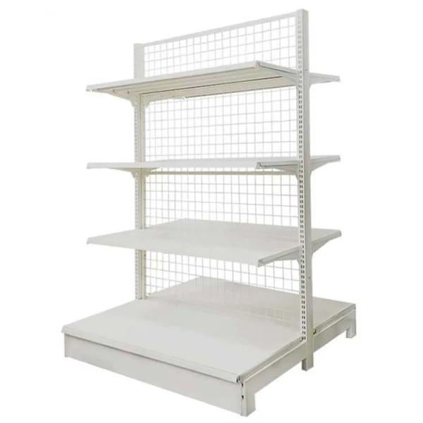 Factory Custom Size Color mesh gondola rack supermarket grid gondola display