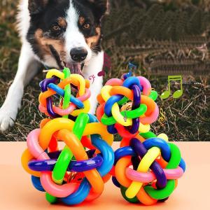 Buy cheap Extra Large Dog Ball Colorful Bell Ball Dog Toys Bite Resistant Molar Elastic Ball Sound Rainbow Ball from wholesalers