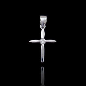 Buy cheap Cross Shape Silver Cubic Zirconia Pendant For Engagement , Gift , Party from wholesalers