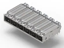 Quality TE 2143307-1 QSFP Cage Ganged (1 x 6) with Heat Sink Connector Press-Fit Through Hole Included Lightpipe for sale