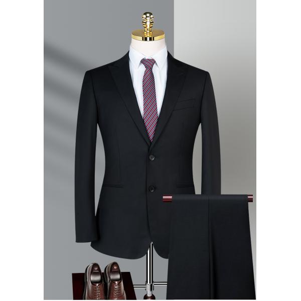 Adults Standard Size Black Wool Business Two-piece Suit for Men's Wedding Groomsman