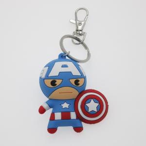 Buy cheap Custom 3D Cartoon Anime Captain America Rubber Keychain Pvc Key Chain For School Bag from wholesalers