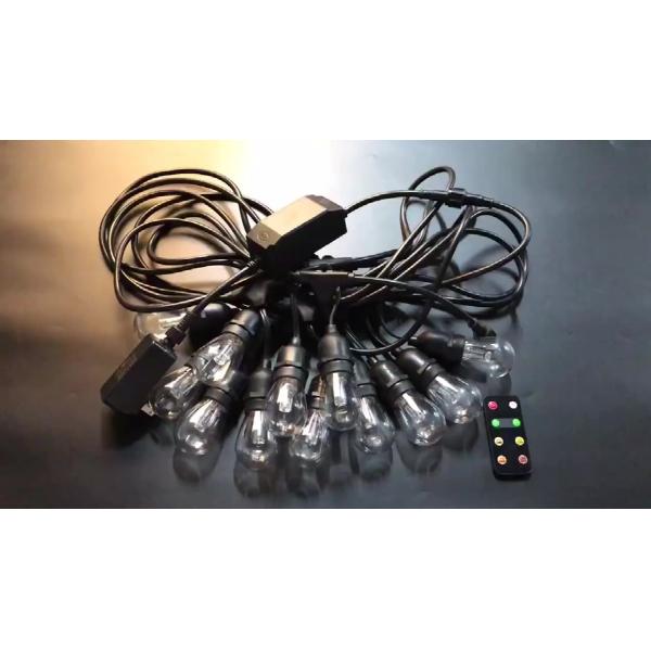 Quality 2200K 3500K Dual Color Temperature Remote Controlled S14 Lights String Vintage Edison LED Bulb String Light Festoon Lighting for sale
