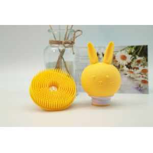 Buy cheap Yellow Soap Dispenser Silicone Loofah Rabbit Shaped from wholesalers