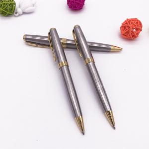 Buy cheap high quality steel color metal pen with gold part smooth writing metal ball pen from wholesalers