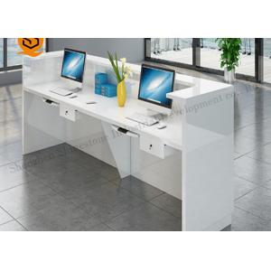 Flame Retardancy Solid Surface Reception Desk White L Shaped Reception Desk