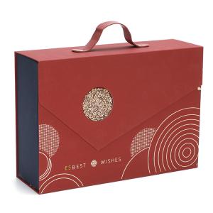 Buy cheap red Folding Cardboard Gift Packaging Box With Portable Handle from wholesalers