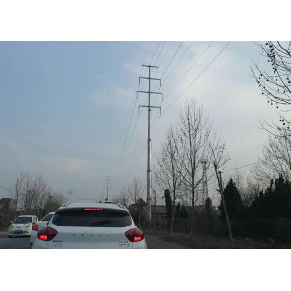 Quality 220kv Tubular Transmission Tower , Electricity Pole Polygon Overhead Line Tower for sale