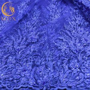 Blue Wedding Lace Fabrics MDX Elegant Flower Pattern 135cm Width