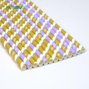 Buy cheap Golden Striped Biodegradable Paper Straw Kraft Christmas Straws 5*120mm from wholesalers