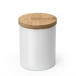 Buy cheap Blanks White Ceramic Candle Jar With Bamboo Lid 300ml Capacity from wholesalers