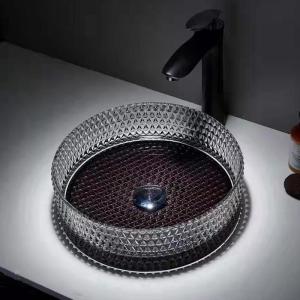 Buy cheap Artwork Glass Vessel Basins Crystal Modern With Black Bottom product