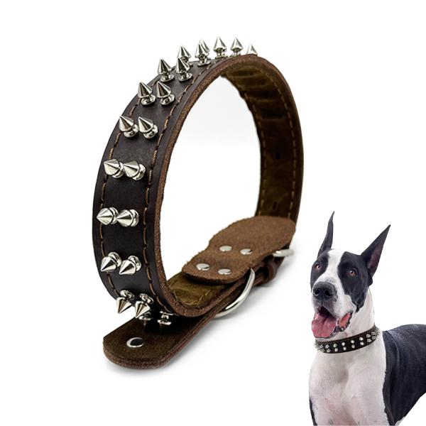 Buy cheap Genuine Leather Pet Collar with Studded Design Stylish Durable and Comfortable from wholesalers
