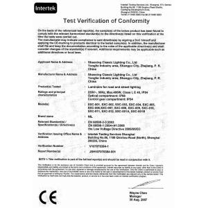 NINGBO GOLDEN CLASSIC LIGHTING CO.,LTD Certifications