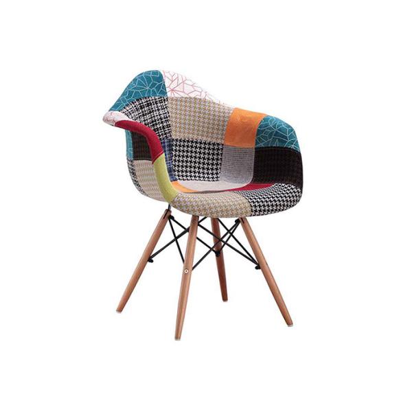 Quality Upholstered Wooden Patchwork Armchair Home Furniture For Dining Room for sale