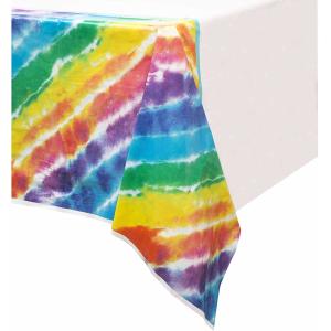Water Resistant Disposable Plastic Tablecloths , Rainbow Design 54x108