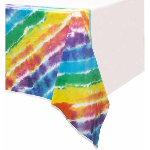 Water Resistant Disposable Plastic Tablecloths , Rainbow Design 54x108
