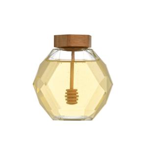 Buy cheap Luxury Hexagon Empty Glass Honey Jars 380ml With Dipper from wholesalers