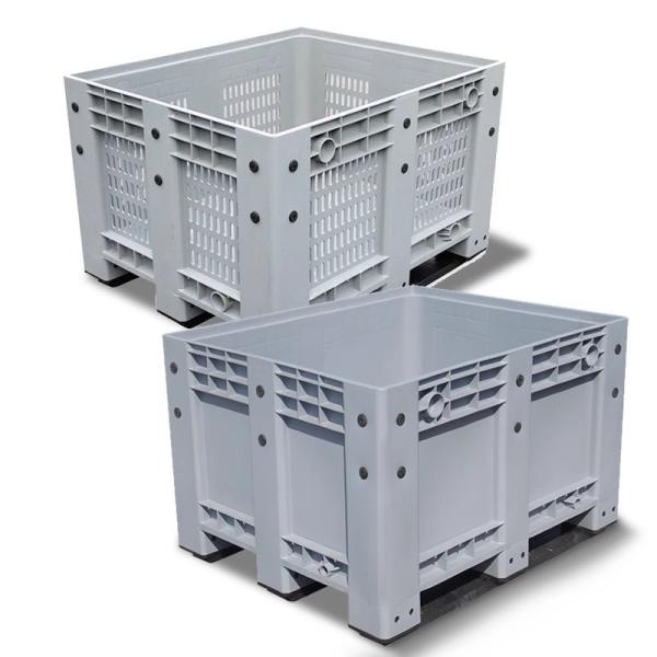 Quality Big Bulk Container, Large Plastic Pallet Box Container With Lid / Cover & Wheels Or Without Heavy Duty Industrial Use Folding Plastic Pallet Box Plastic Stackable Collapsible Pallet Crates for sale