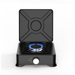 China Portable Single Burner Gas Cooktop Plastic Coating Iron With Cover Rustproof on sale