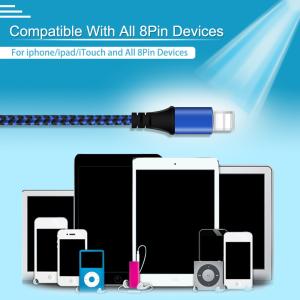 8 Pin USB Data Cable for Apple iPhone Charger Dark Blue Fast Charging