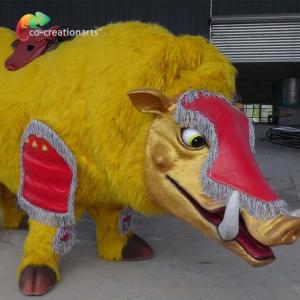 Snowproof Yellow Wild Boar Costume Animatronics For Two Adults